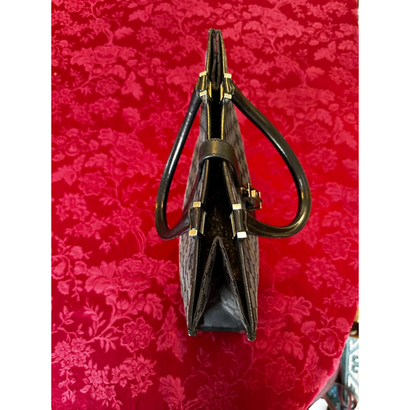 Gucci Black Monogram Canvas & Leather Jackie Tote Bag w/ Silver Piston Lock - Picture 5 of 14